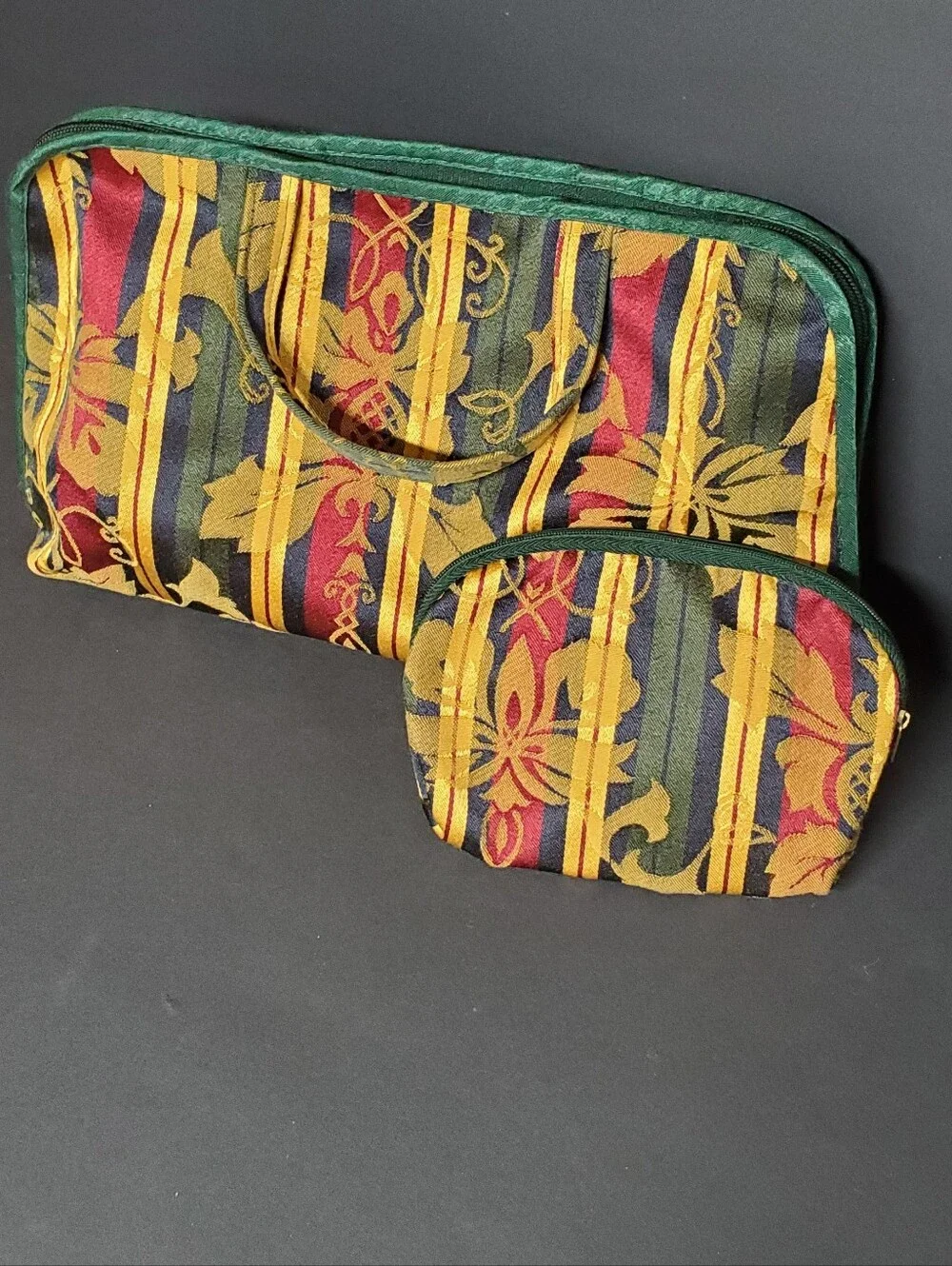 Allegro Pacific Tapestry Cosmetic Bag Set 2 Piece Vintage Style